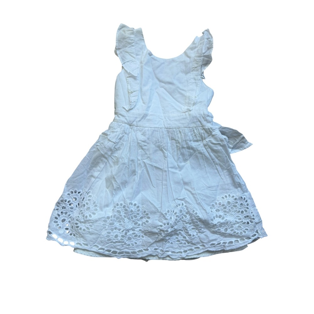 Disney Girls White Cotton Eyelet Ruffle‎ Sleeve A-Line Dress 4T Campanula White